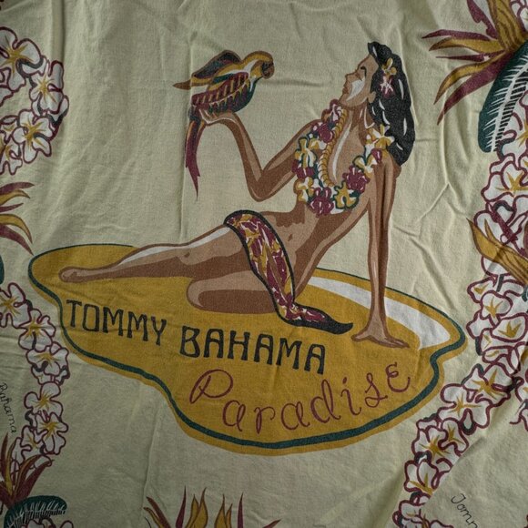 Tommy Bahama Cotton Rayon Button Up Shirt Hawaii Large Floral Graphic Paradise - Picture 13 of 13